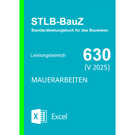 Standardleistungsbuch für Zeitarbeitsverträge für das Bauwesen 630 im Excel Format